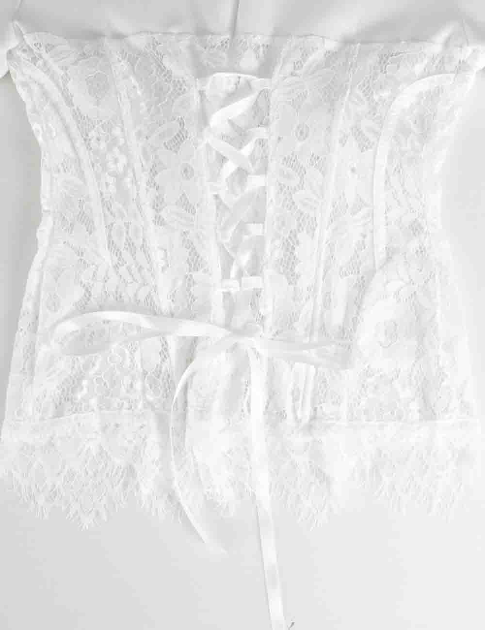 Ladies Lace Scalloped Hem Round Neck Short Sleeves Top