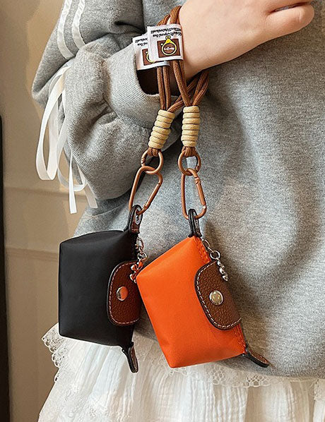 Ladies Color Block Flap Mini Wallet Bag with Key Chain