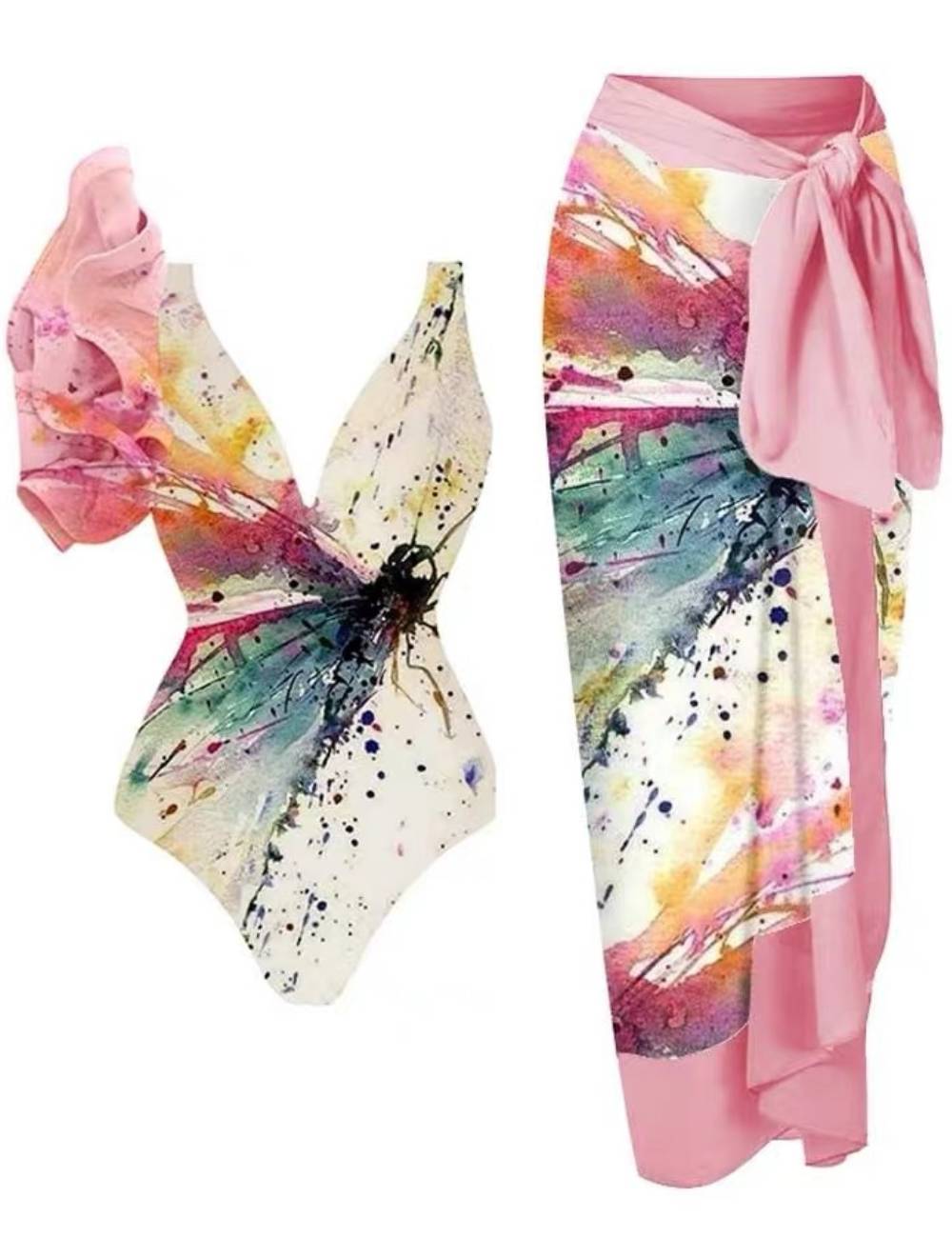 Ladies Two Shoulder Siwmwear with Cover SKSW40161