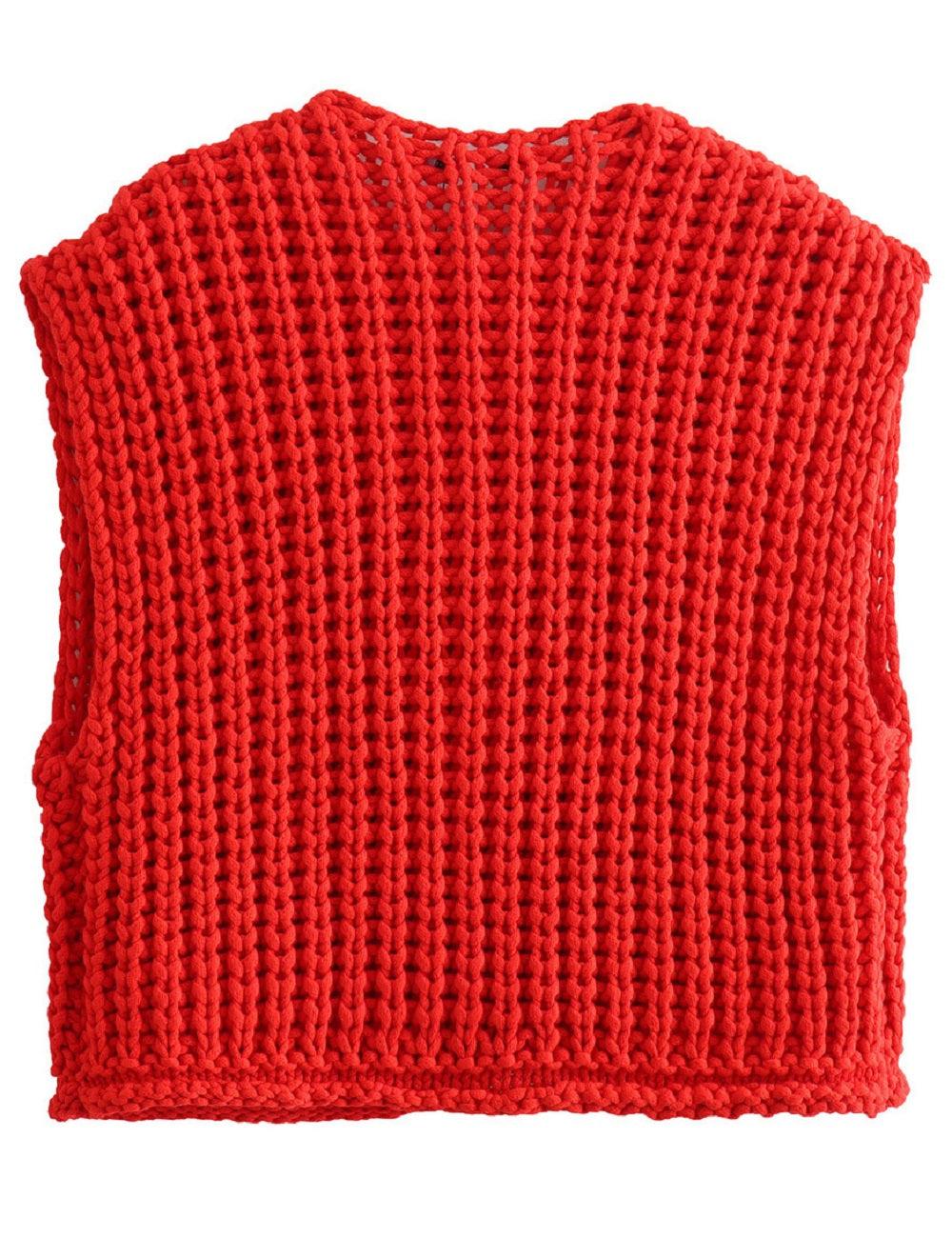 Ladies Chunky Open Knit Sweater Vest