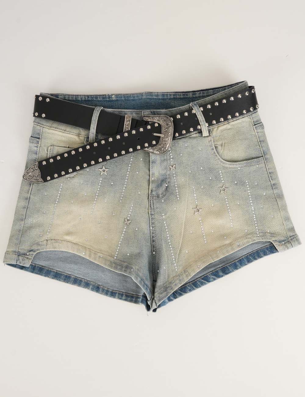 Ladies Rhinestone Star Denim Shorts