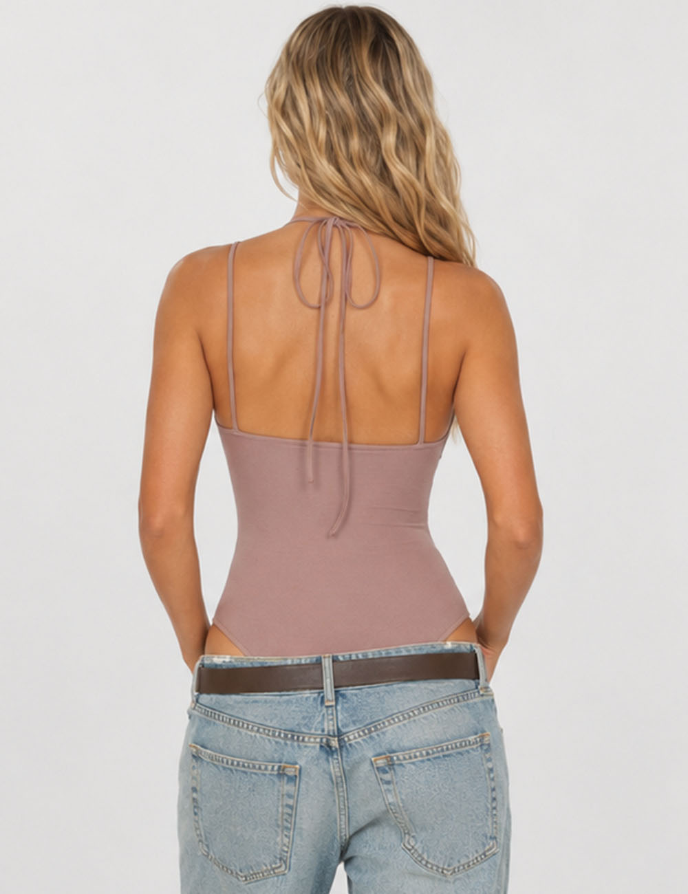 Ladies Lace Backless Spaghetti Strap Bodysuit