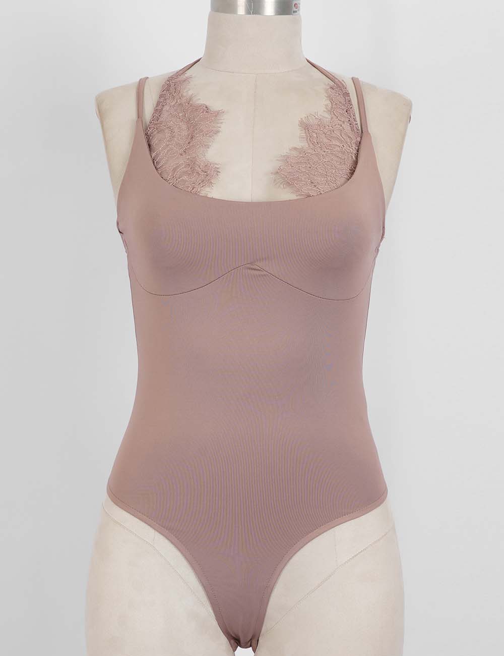 Ladies Lace Backless Spaghetti Strap Bodysuit