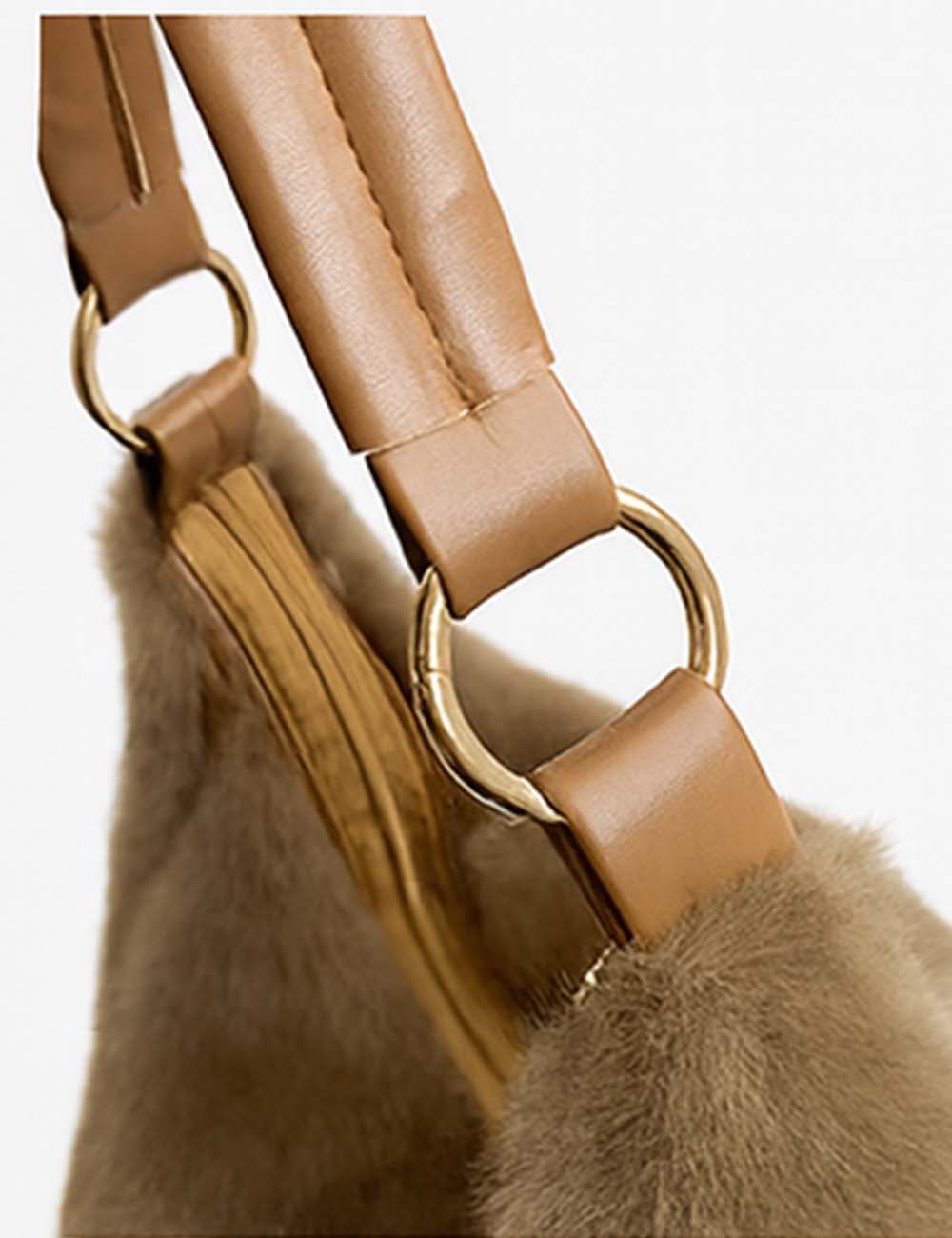 Ladies Faux Mink Fur Handbag Shoulder Tote Bag