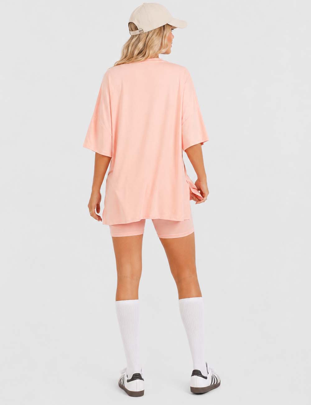 Ladies Solid Loungewear Outfits Loose Top & Slim Shorts Set