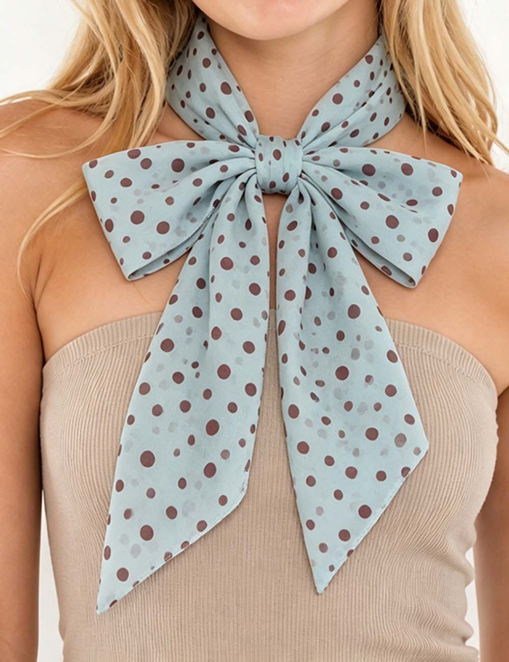 Ladies Polka Dot Color Block Chiffon Scarf