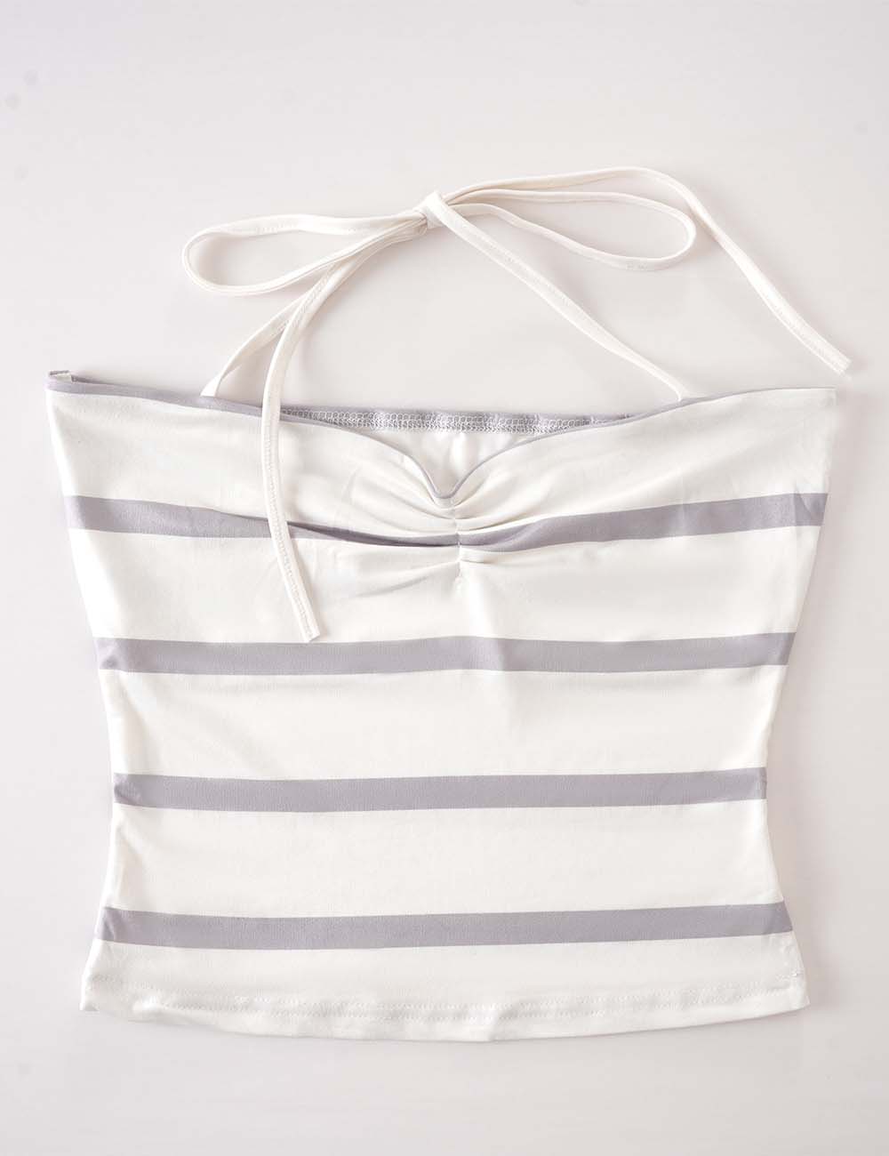 Ladies Chic Striped Halter Top & Foldover Shorts Matching Set