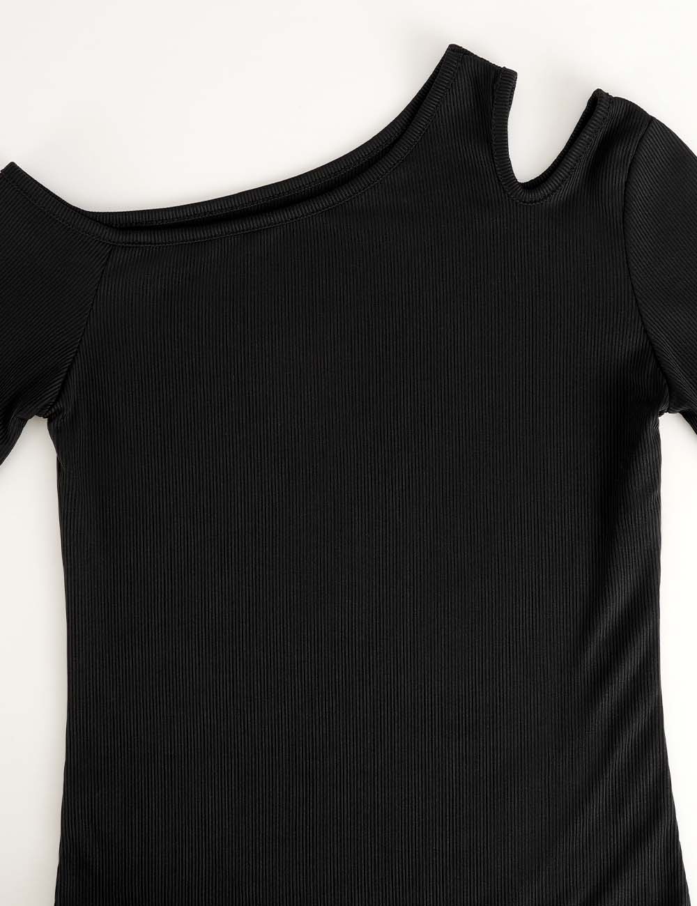 Ladies Chic One Shoulder Cut Out Solid Color Long Sleeves Top