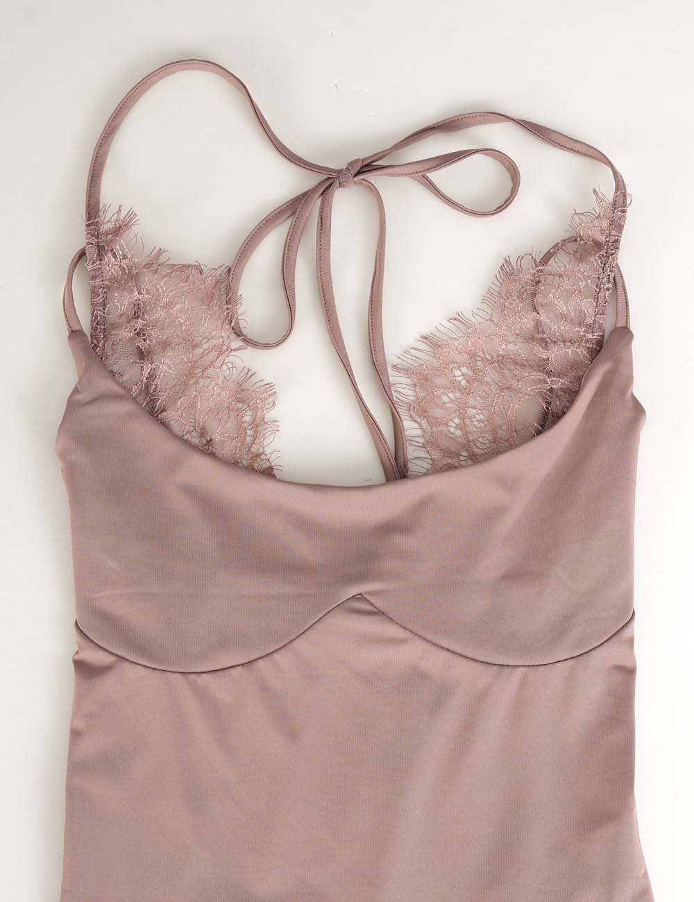 Ladies Lace Backless Spaghetti Strap Bodysuit