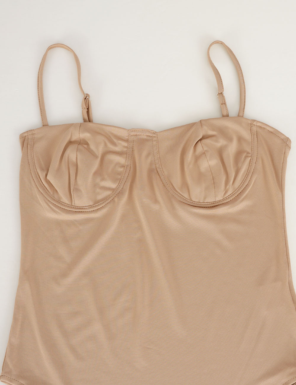 Ladies Chic Solid Color Underwire Spaghetti Strap Sleeveless Bodysuit