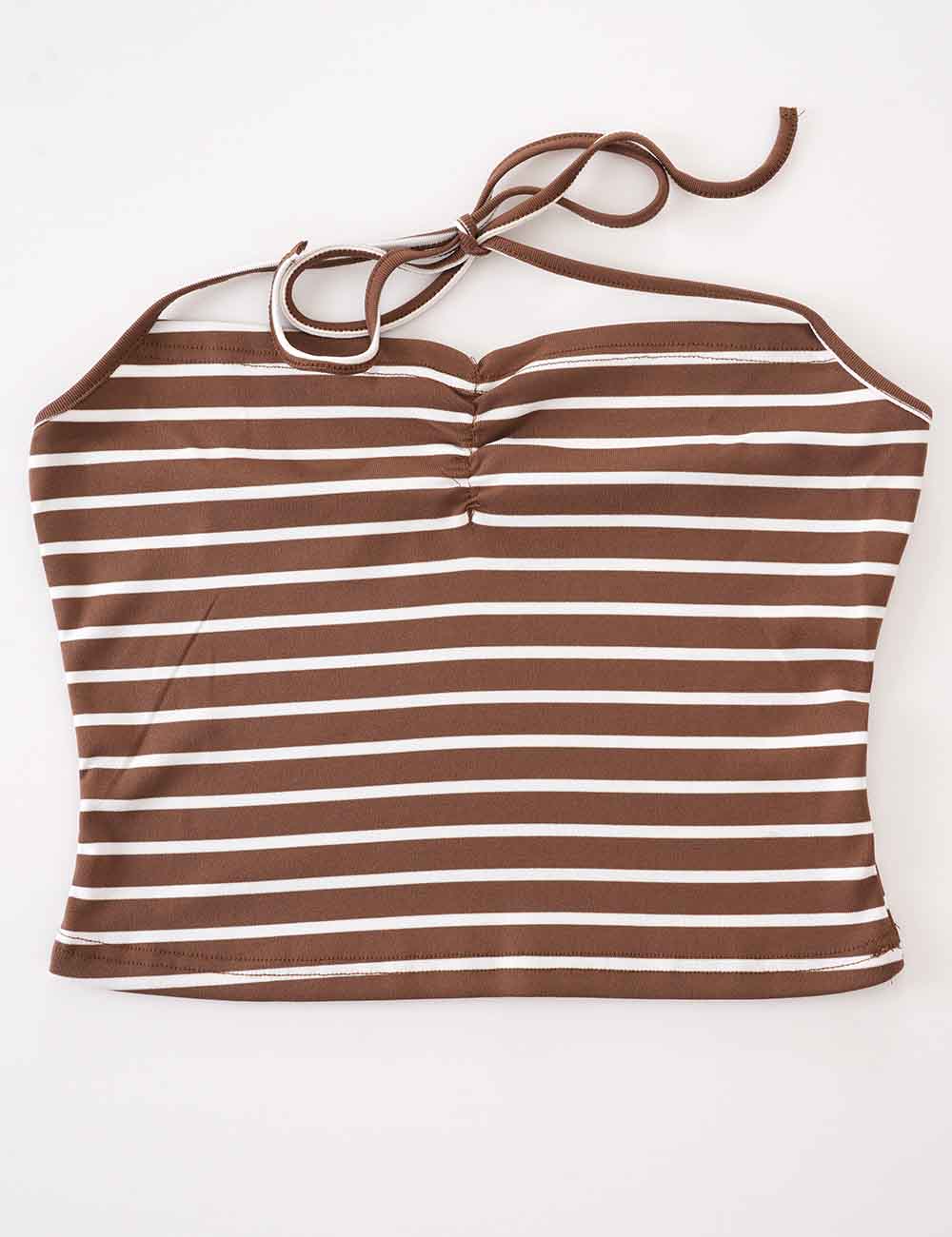 Ladies Chic Striped Halter Top & Bodycon Shorts Matching Set