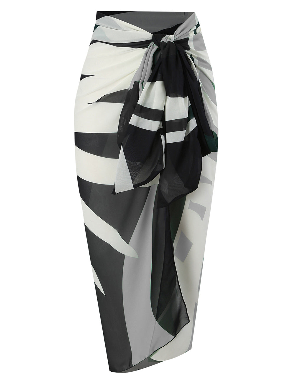 Ladies Tropical Leaf Print Chiffon Wrap Sarong Swim Cover Up