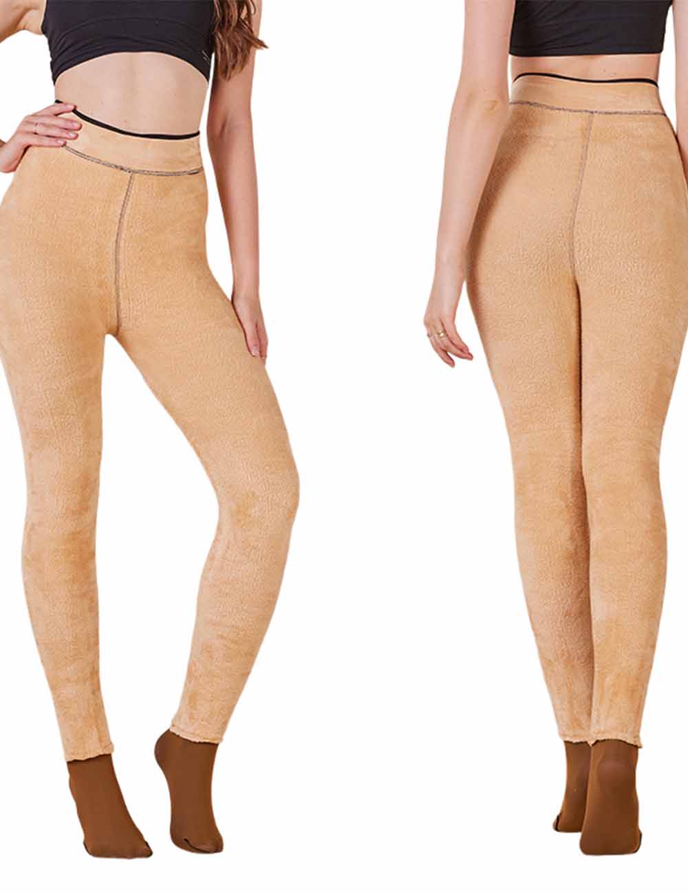 Ladies 200g Fleece Lined Fake Sheer Winter Warm Tights