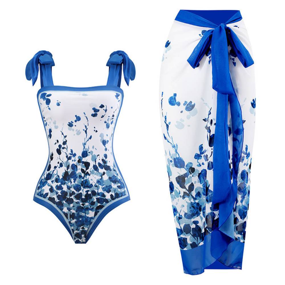 Two Shoulder with Cover One Piece Swimwear SKSW40146