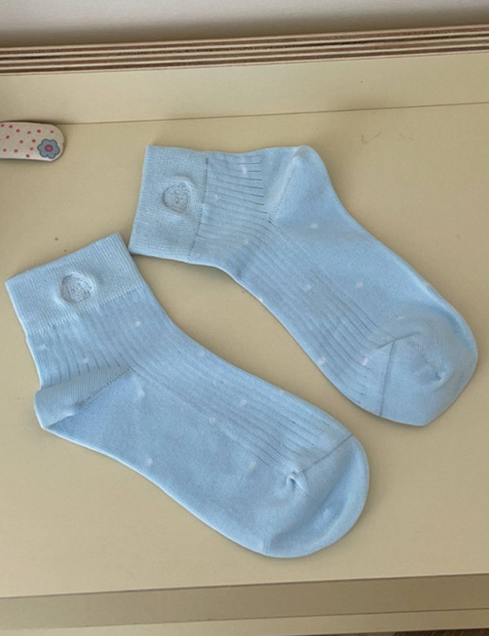 Ladies Embroideries Dog Polka Dot Knit Boat Socks SKAS50011