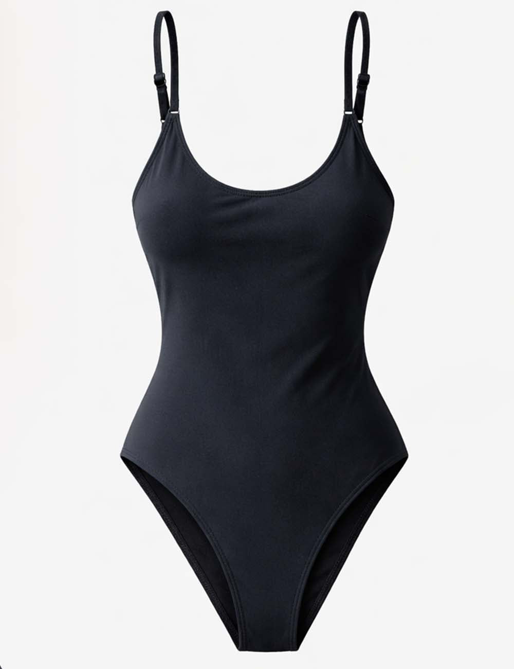 Ladies Solid Color U-Neck Spaghetti Strap One Piece Swimsuit