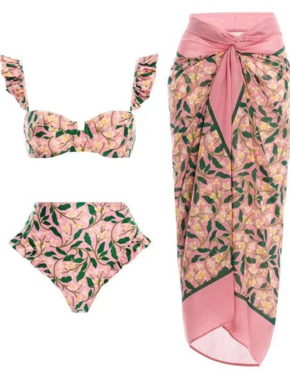 String Shoulder Floral Swimwear with Salong SKSW40157
