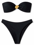 Ladies Metal Shell Buckle Bandeau Bikini Set
