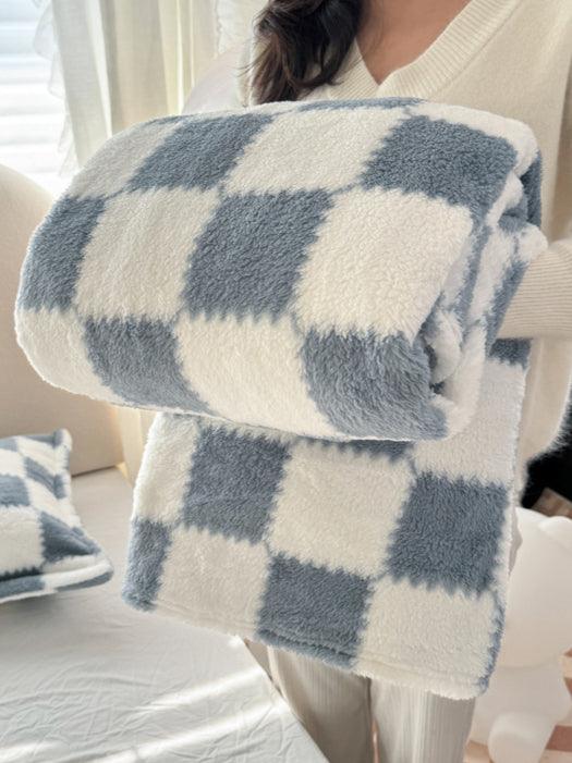 Home Coral Color Block Fleece Soft Blanket SKABL4090