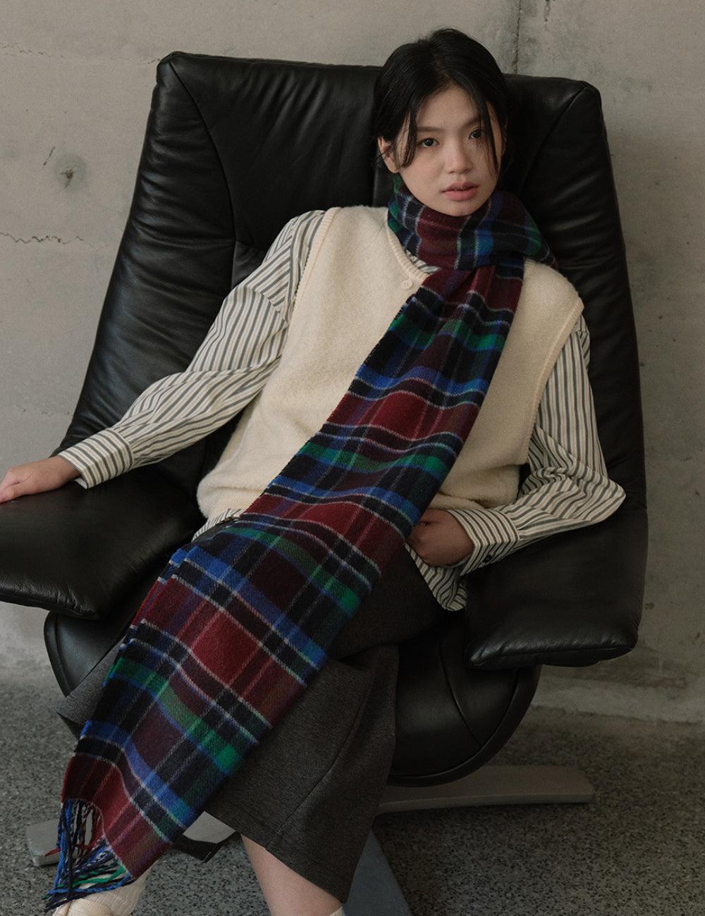 Ladies Color Blocks Check Scarf YN030