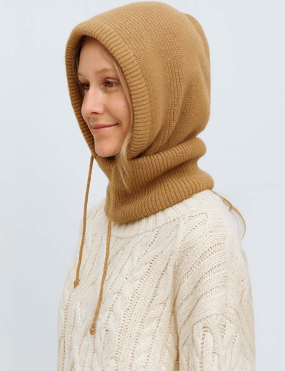Ladies Fashionable One Piece Hooded Neck Knit Hat