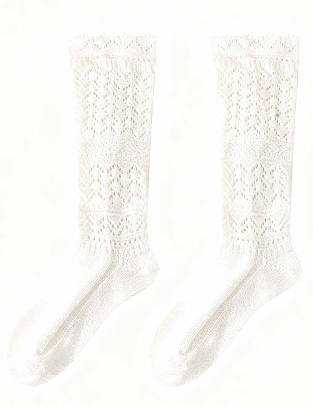 Ladies Solid Color Crochet Knit Hollow Out Slouch Socks