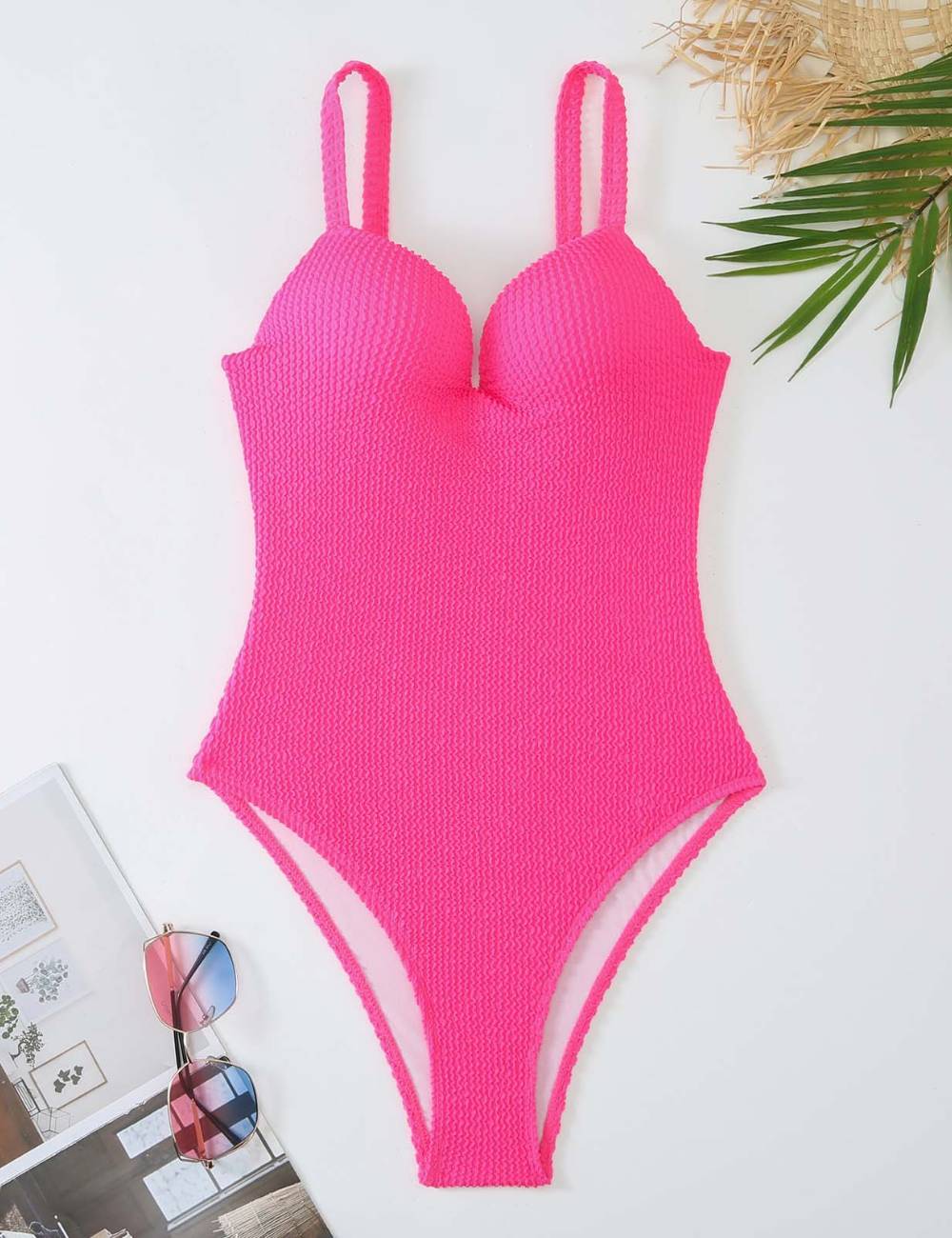 Ladies Wrinkle Basic One Piece Swimwear SKSW40156