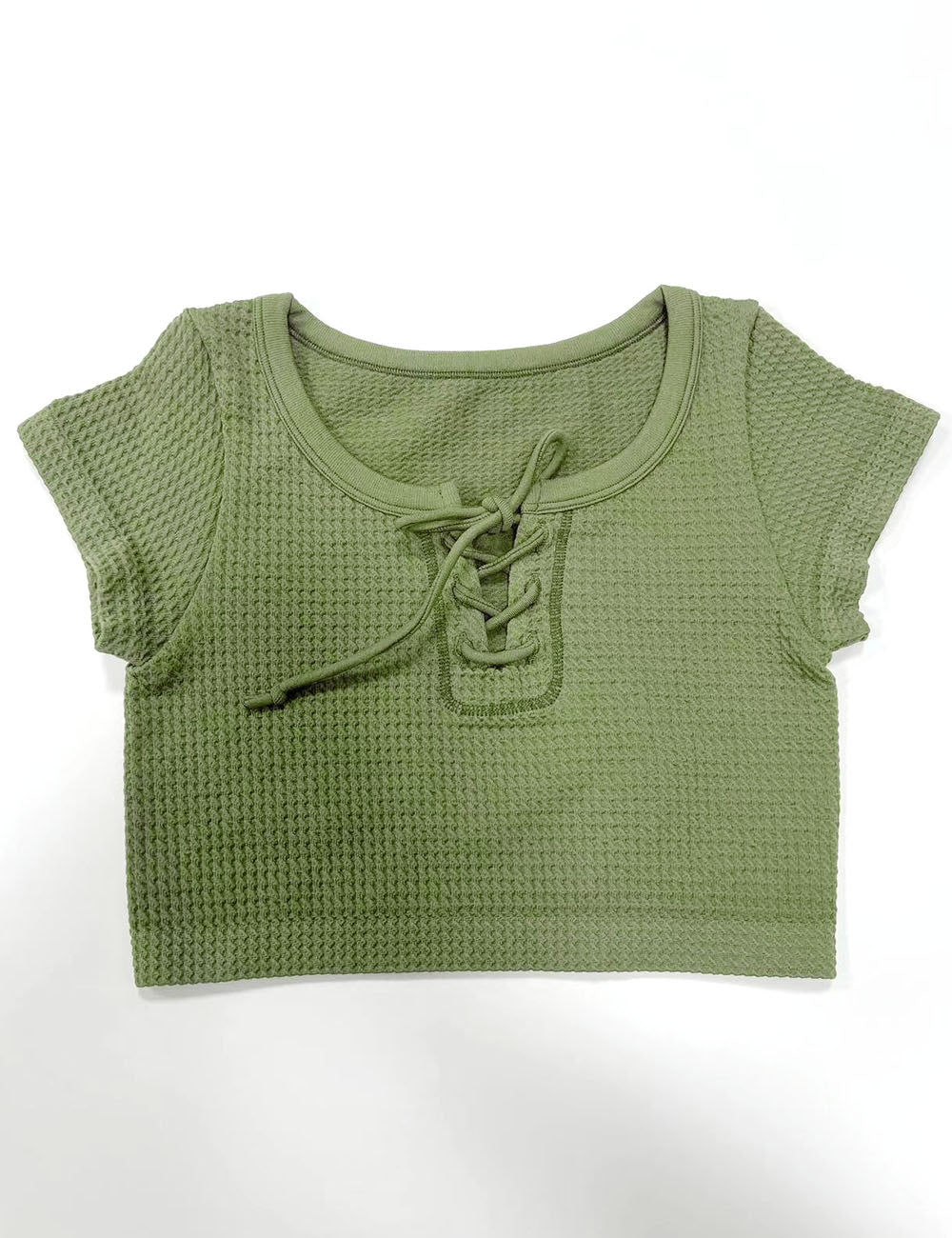 Ladies Chic Knit Round Neck Cap Sleeve Crop Top