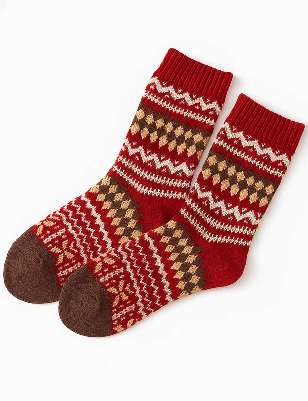 Ladies Christmas Winter Warm Fair Isle Knit Midi Calf Socks