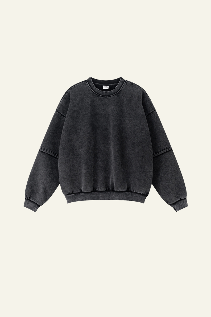 Men's Fall Clothing Streetwear Washed Patchwork Pullover