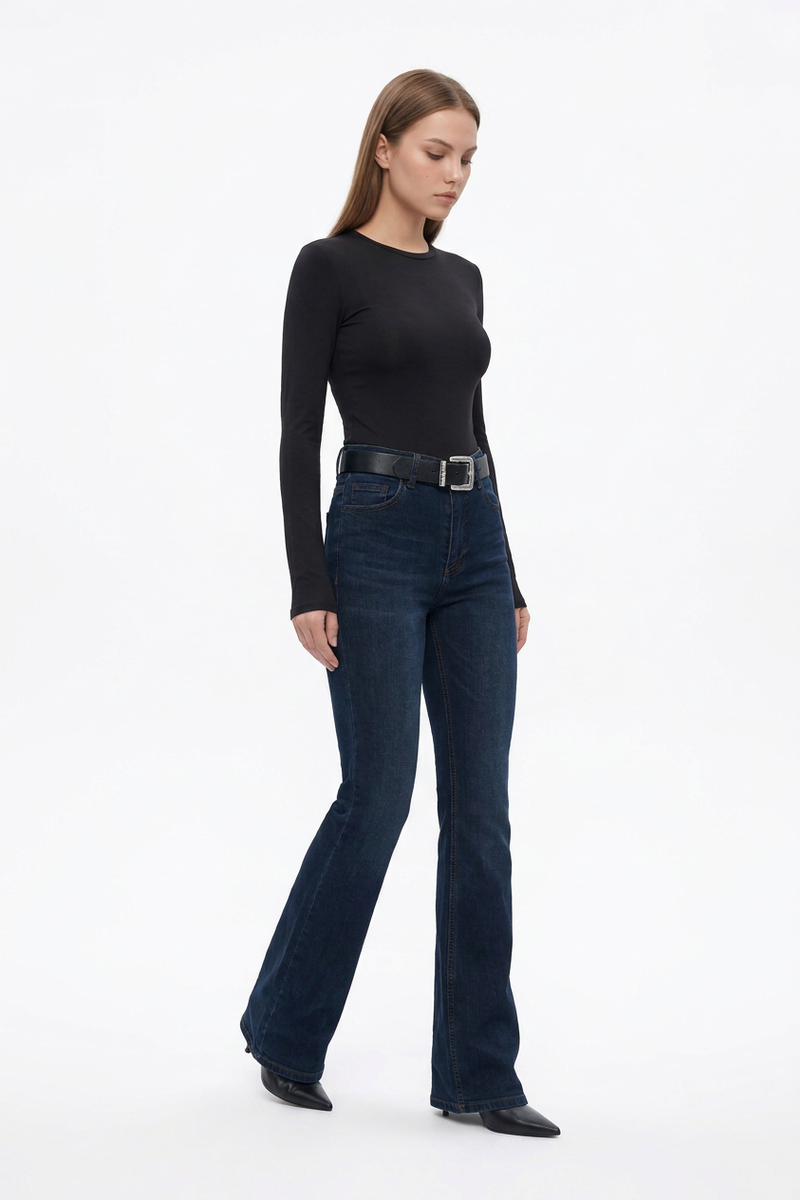 Women's Classic Washed High Waist Flare Jeans