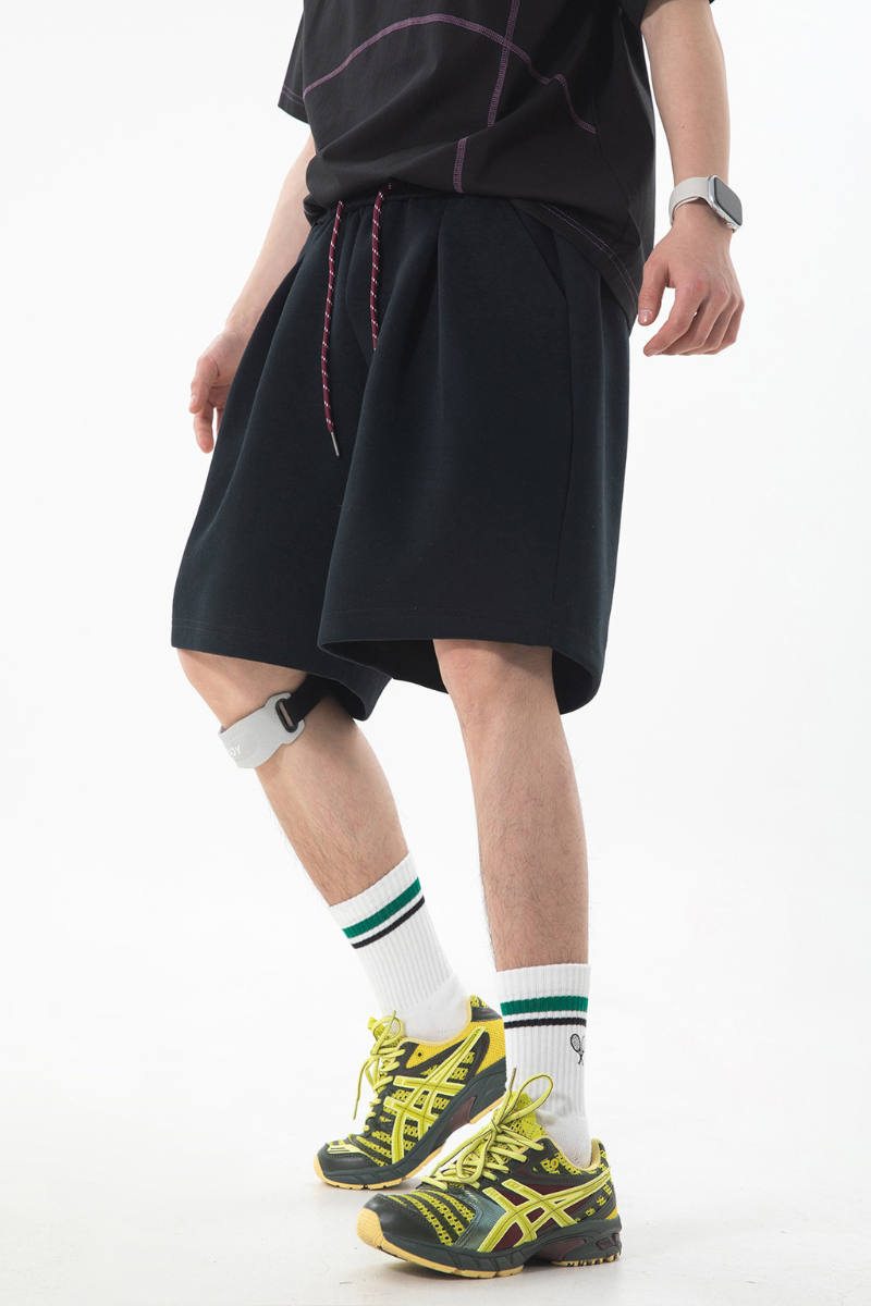 Men's Summer Pleated Drawstring Colorblock Sweat Shorts