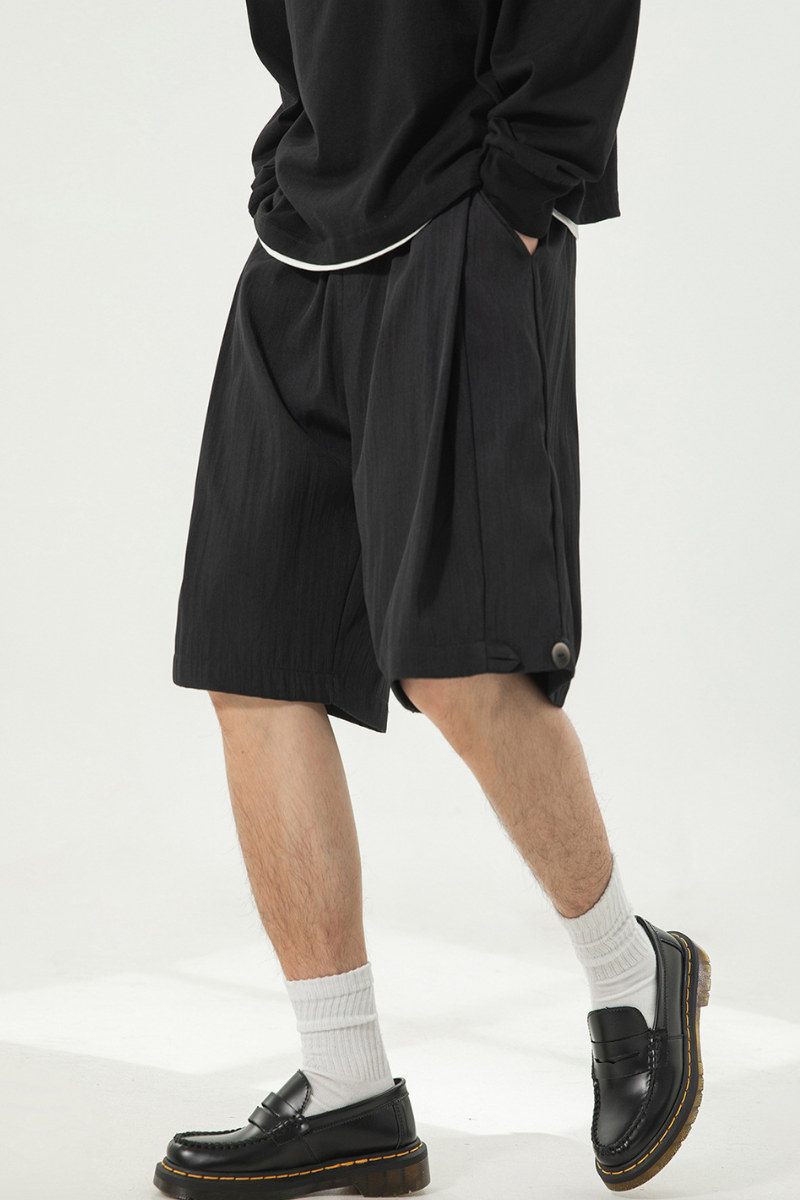 Men's Summer Crinkled Relaxed Straight 5" Button Hem Shorts