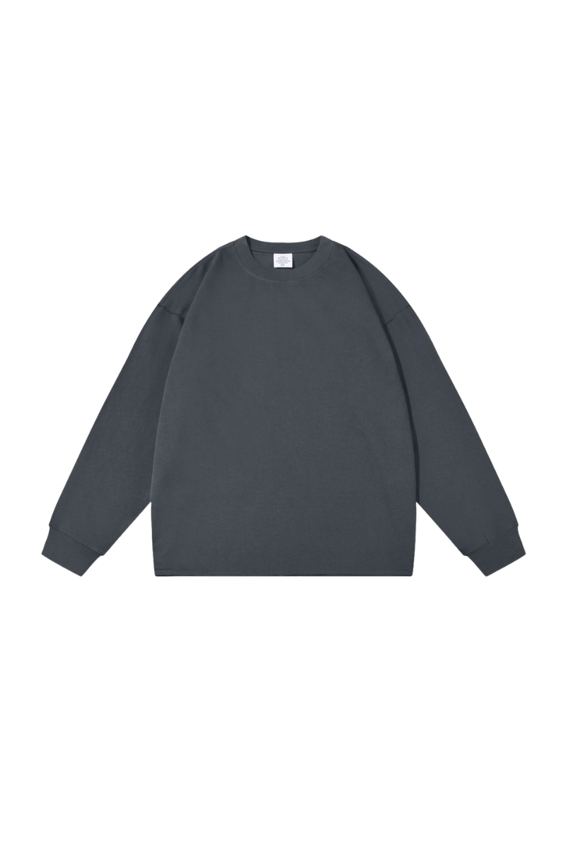 Men's Vintage Raw Hem Loose Drop Shoulder Long Sleeve Tee