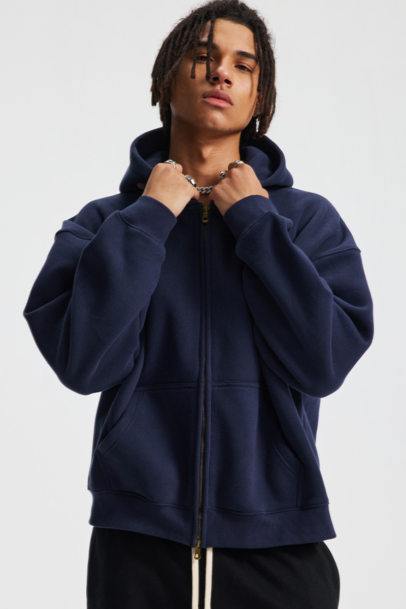 Men's Fall Clothing Streetwear 2-Way Zipper Hoodie Jacket