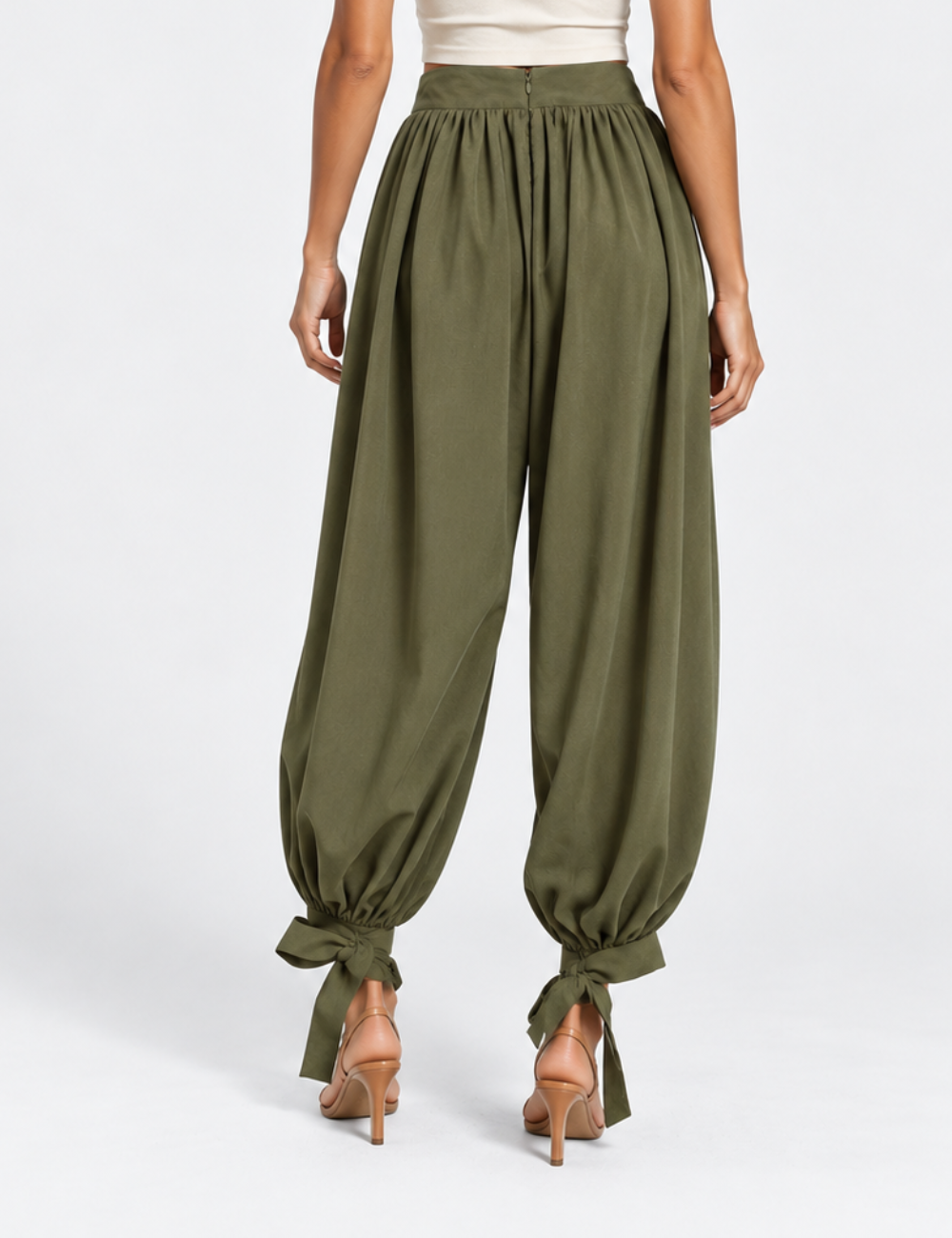 Ladies Boho Gathered Hem Harem Pants