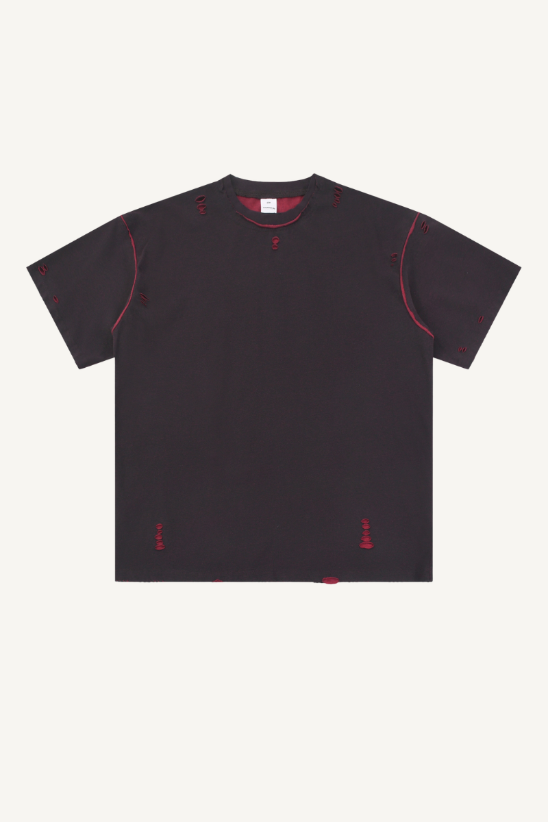 Men's Summer 240g Cotton Reversible Distressed Loose Tee