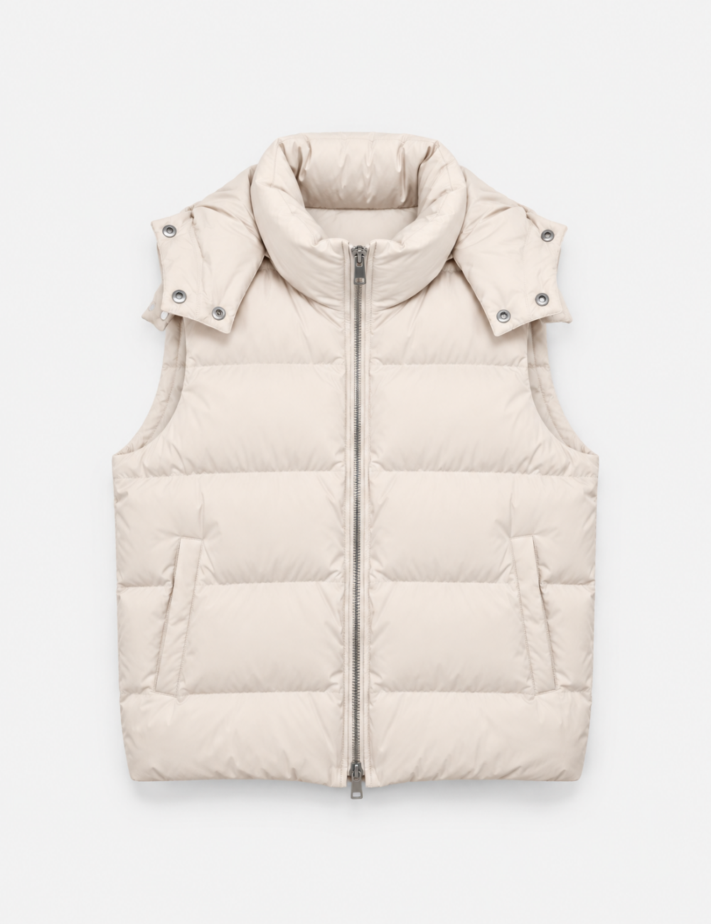 Ladies Stand Collar Hooded Quilted Puffer Vest