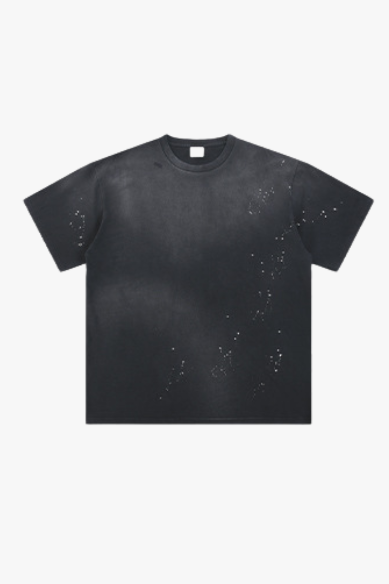Men's 250g Cotton Distressed Loose Spray Wash Tee