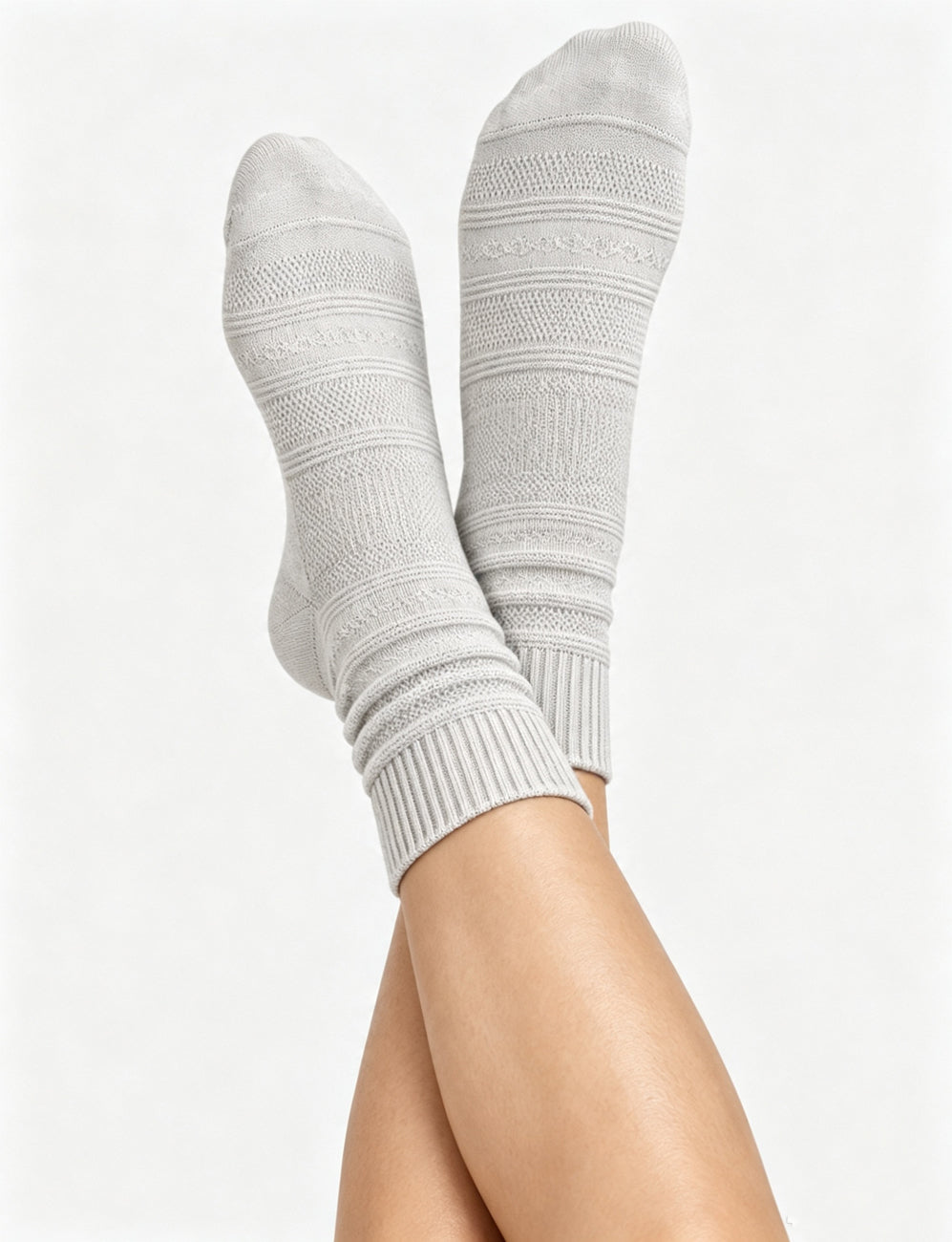 Ladies Retro Solid Color Ribbed Knit Stacked Socks