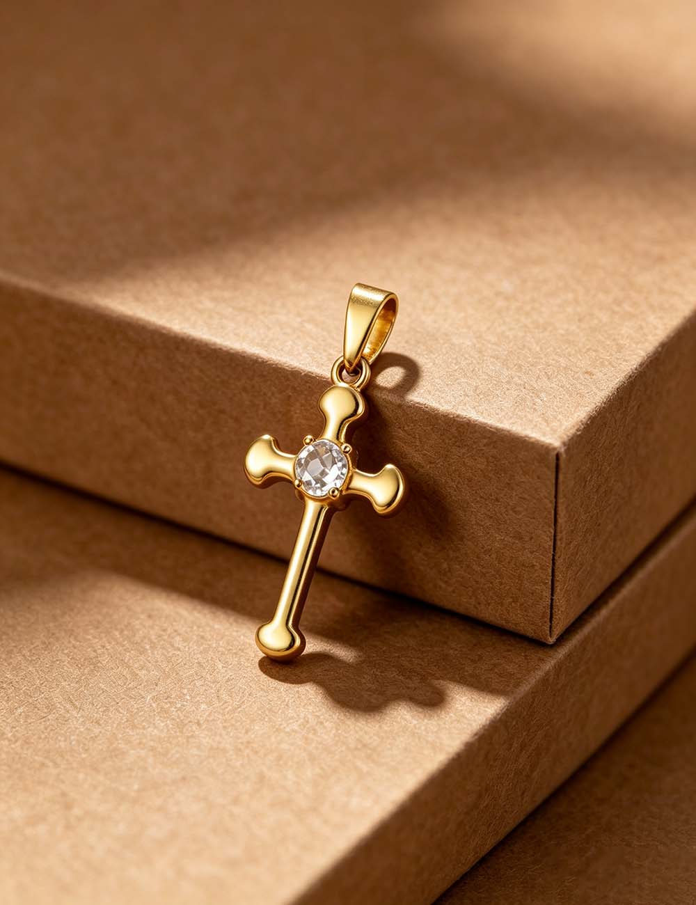 Ladies Gothic Vintage CZ Cross Heart Charm Pendant