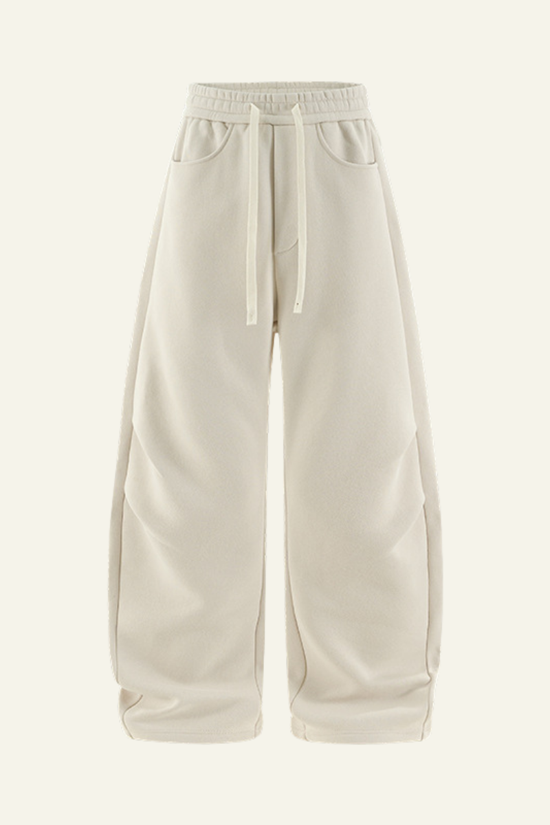 Men's Streetwear Double-pleated Curved  Pants