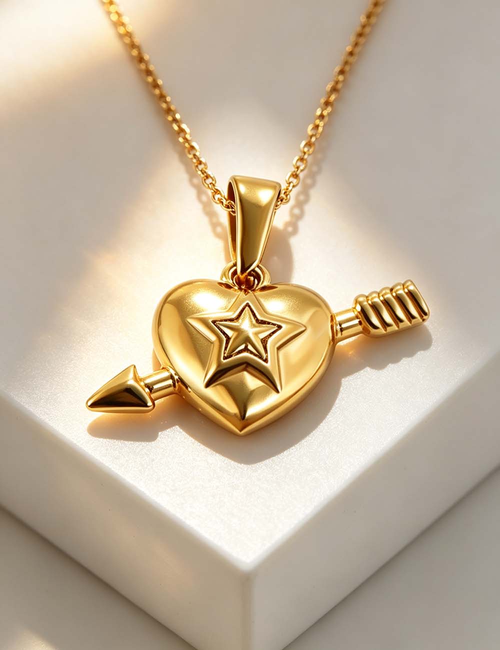 Ladies Heart Key Cross Gold Plated Pendant Charms