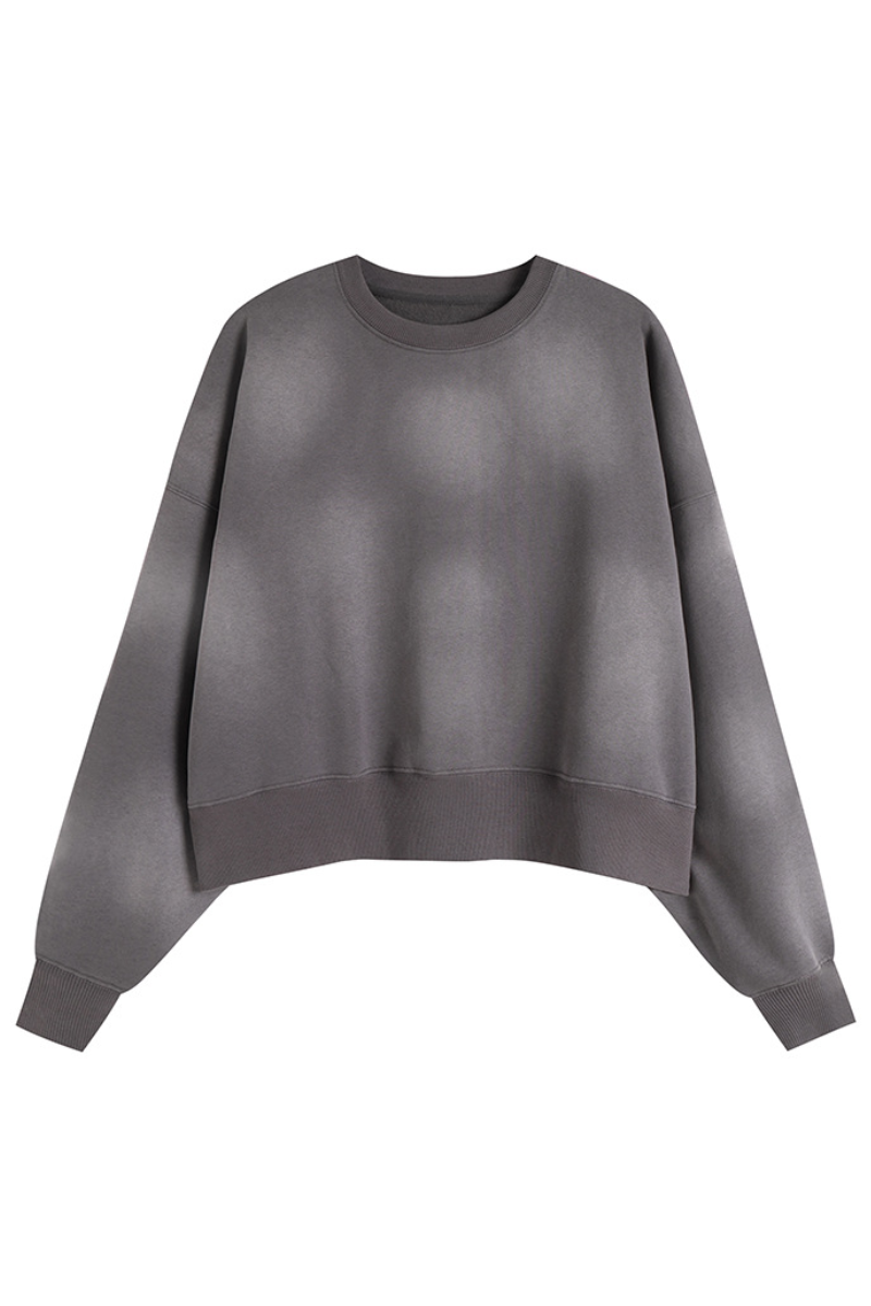 Women's Fall Clothing -Wash Cropped Crew Neck Sweatshirt
