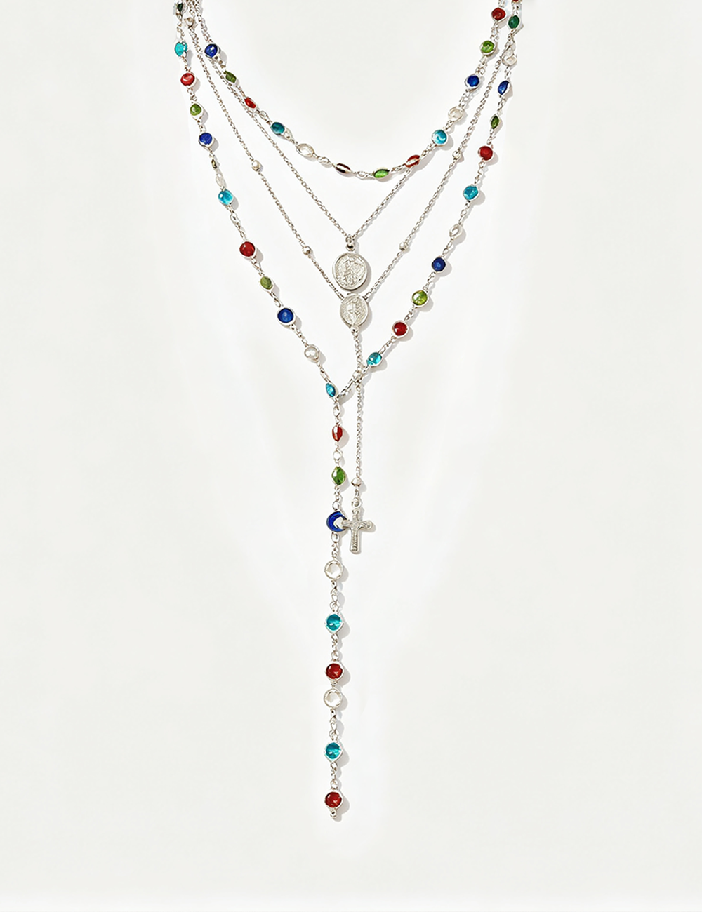 Ladies Multi-layer Cross Rhinestone Necklace
