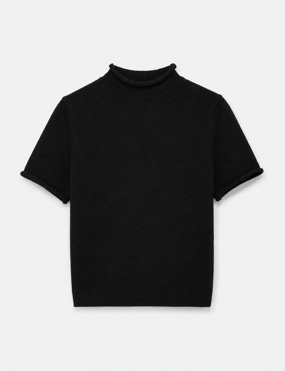 Ladies Casual Mock Neck Short Sleeves Knit Top