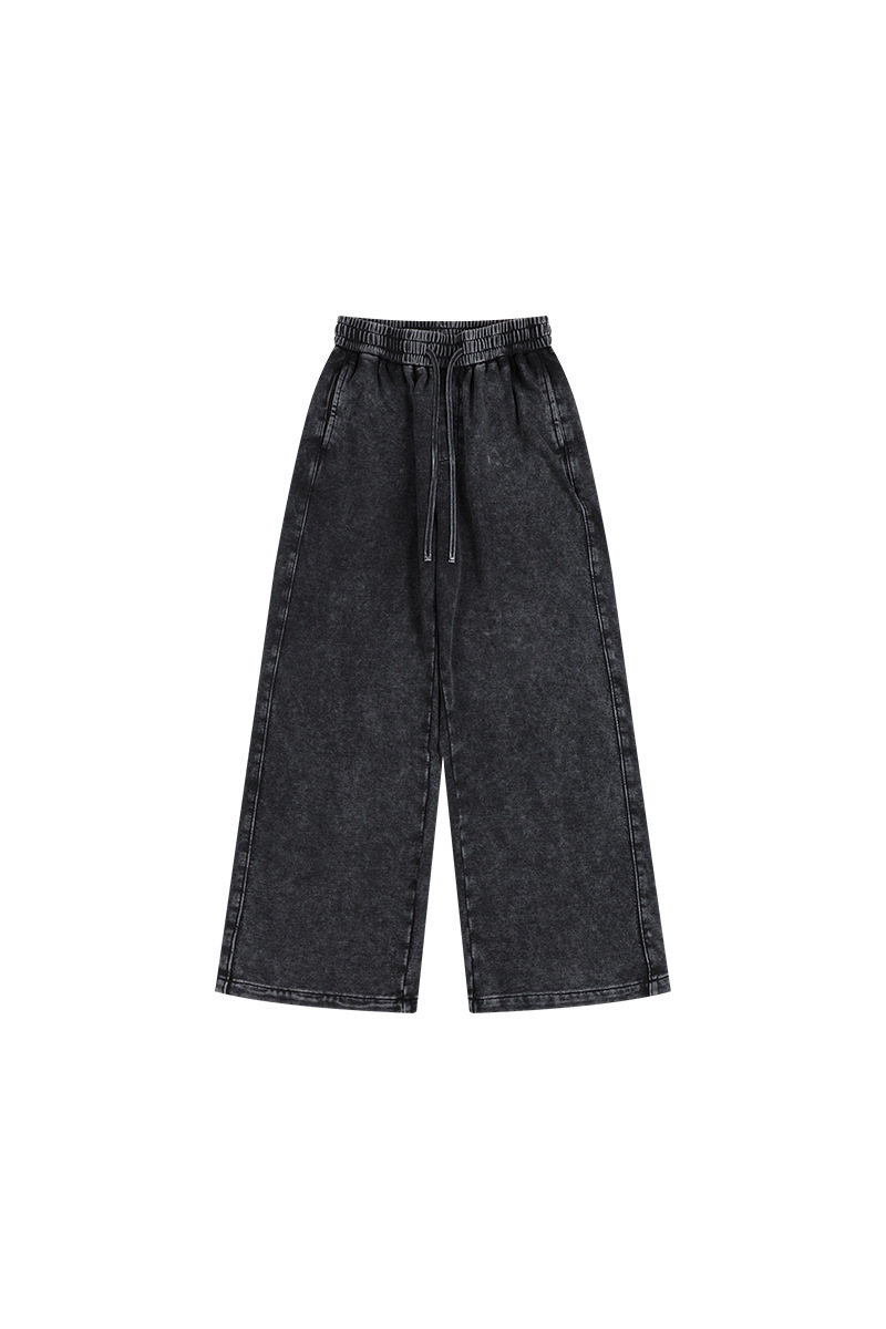 Unisex Fall Clothing Washed Fleece Straight Leg Sweatpants