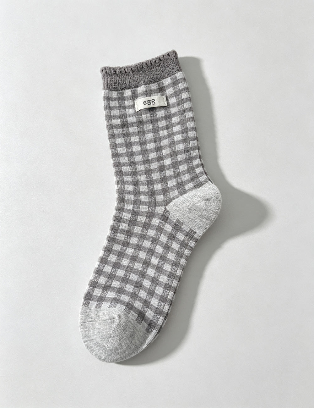 Ladies Cute Plaid Patch Mid Calf Socks