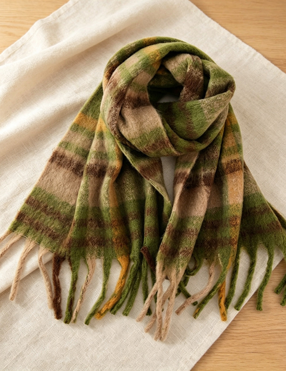 Ladies Check Fringe Long Scarf