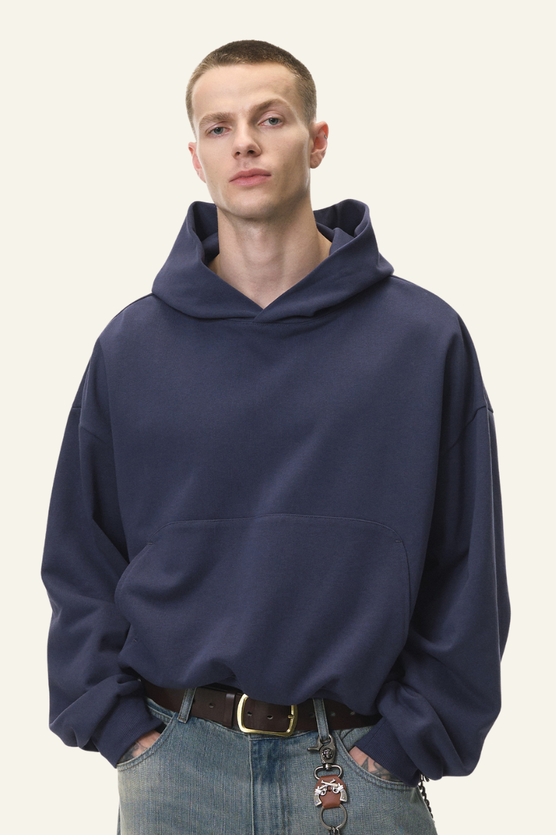 Men's Streetwear Short Loose-fitting Drop Shoulders Hoodie
